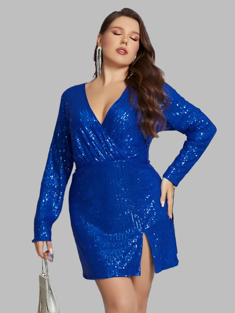 Women's Sequin Plus Size Bodycon Mini Dress 