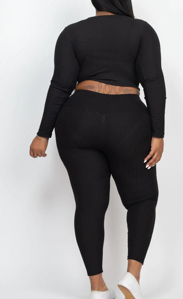  Long Sleeve Crop Top & Leggings Set 