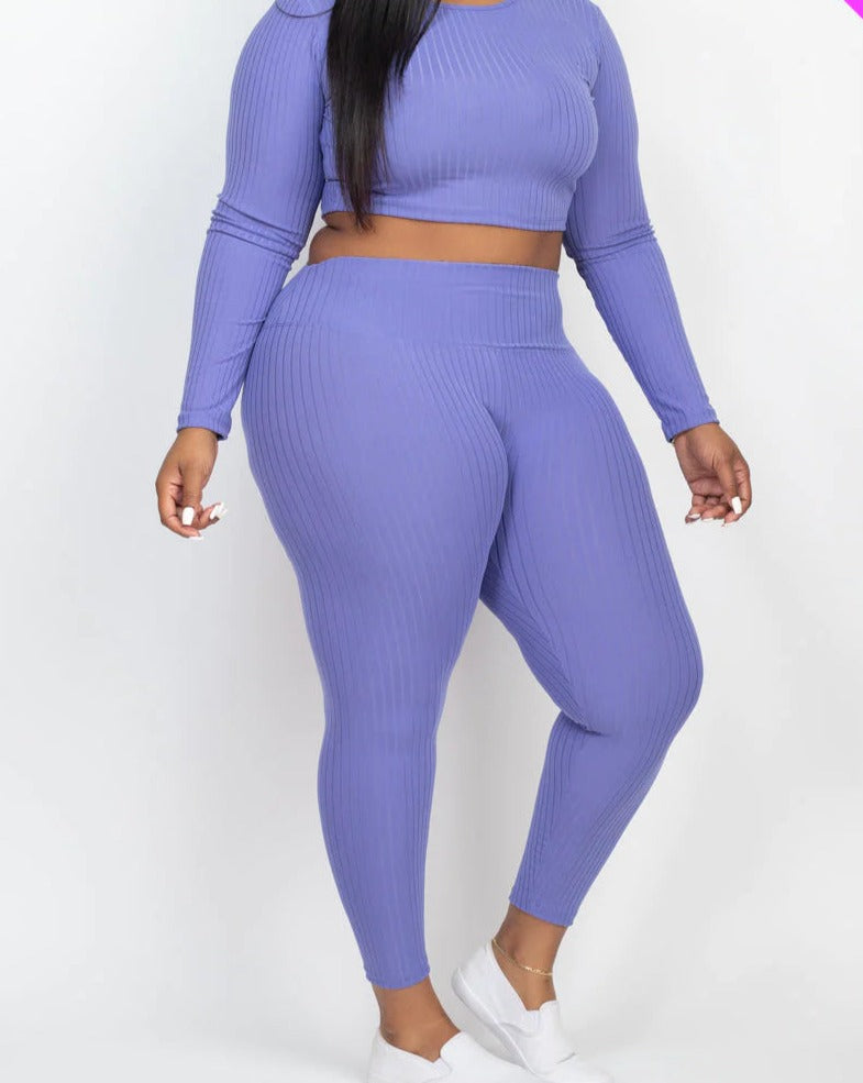  Long Sleeve Crop Top & Leggings Set 