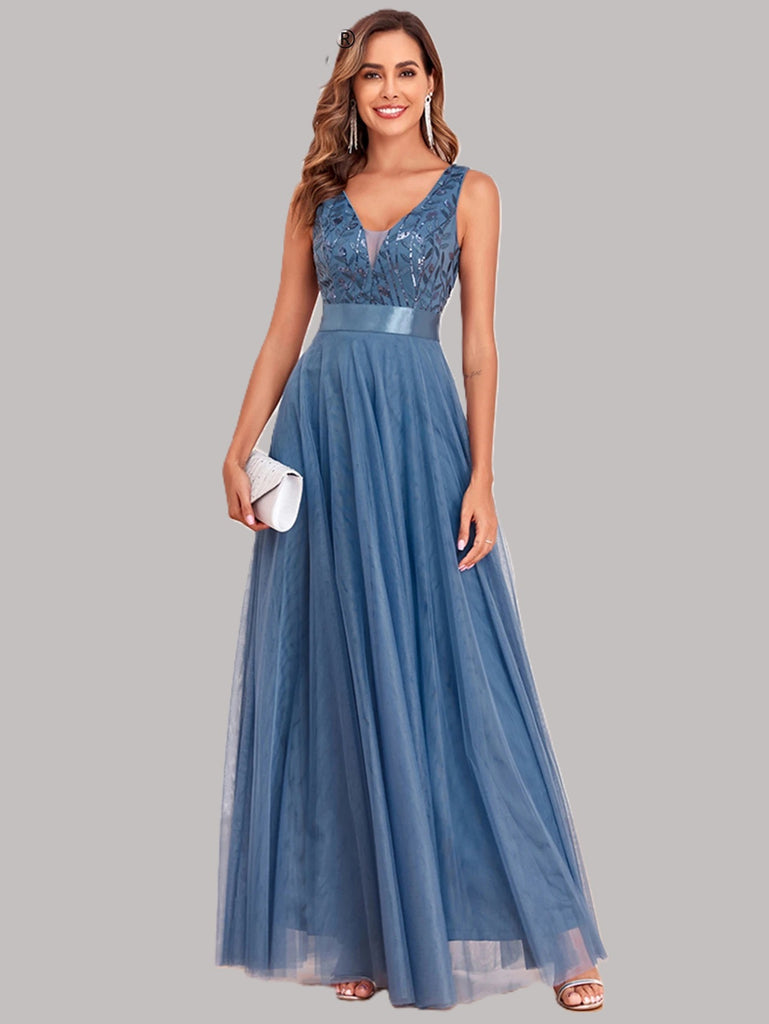 Mesh perfectionist backless prom maxi dress, available in blue and pink, ideal for formal occasions.