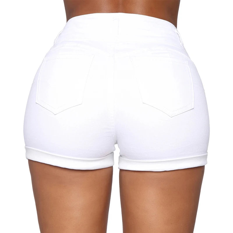 Women's High Waist Cotton Jean Short  Cuffed  