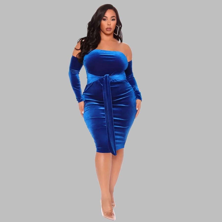 Plus Size Women's Strapless Tie Evening Party Dress