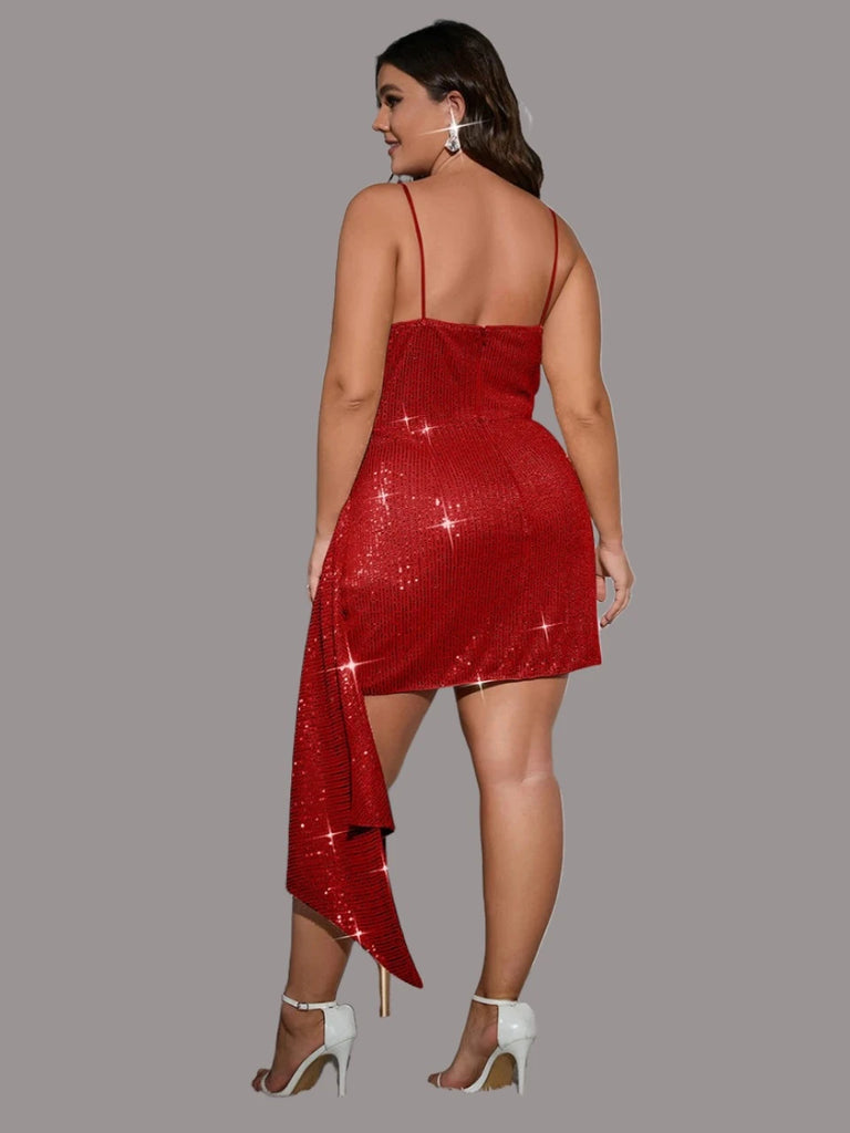 Women's Sequin Plus Size Bodycon Mini Dress 